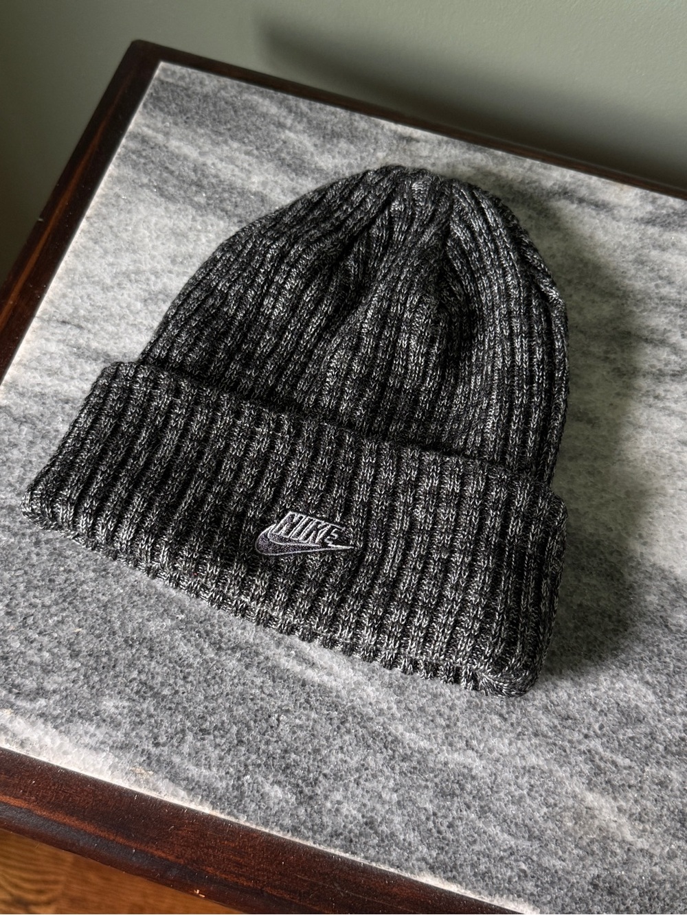 Nike Black & Gray Ribbed Knit Beanie